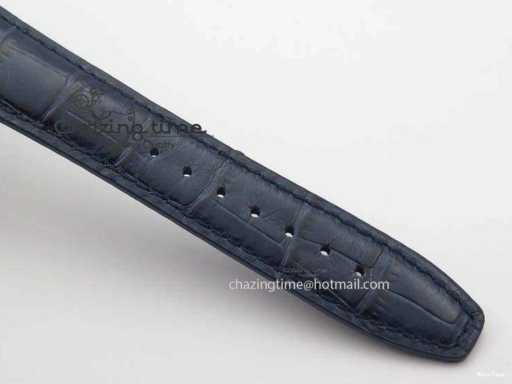 MIROTIME 0421 Portuguese IW5444 SS White Dial Blue Numbers On Blue Leather Strap A Modern 7258